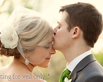 Tulle Birdcage Veil Vintage Style Short Wedding Veil, Ivory White Bridal veil (VEIL ONLY - flower NOT included - see description)