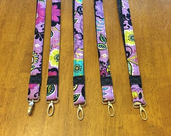 Purple floral lanyards, teacher lanyard, modern lanyard