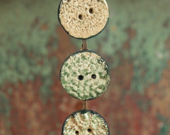 Antique button bracelet, pottery/clay handmade buttons, vintage, assemblage, green, jewelry,