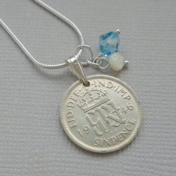 70th Birthday Gift 1946 British Sixpence Necklace 70th