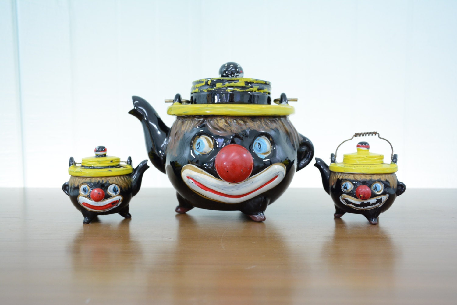 1940's Clown Teapot and Shakers by Thames Japan