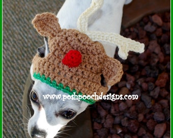 Reindeer Dog Hat - Christmas Dog Beanie - dog hat 2-15lbs