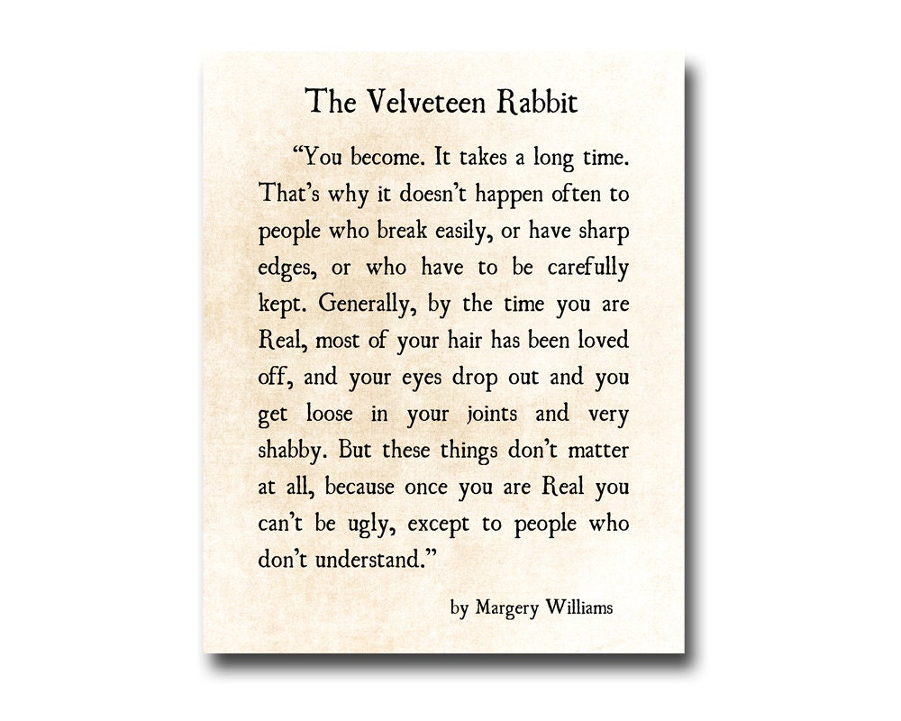 velveteen rabbit quote margery williams literary print love