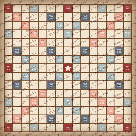 Scrabble Board Printable JPG file