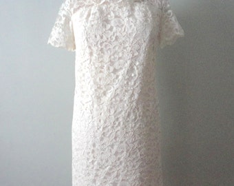 Short Wedding Dress, Vintage Lace Mini Dress, 1960s Mod Dress, Retro Minidress, White Lace Short Dress,Vintage White Dress,Hipster Reception