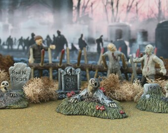 Graveyard Groundbreaker Zombie Undead Trio for Miniature Halloween Village Display