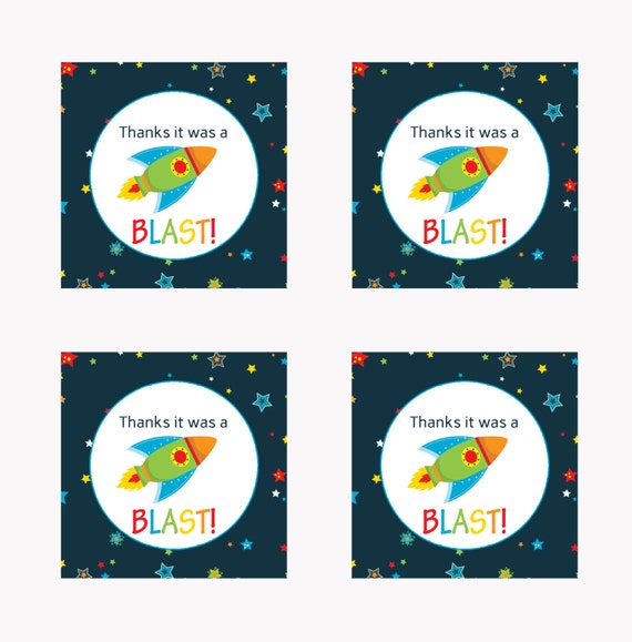 outer space birthday favor tags boys rocket by papercleverparty