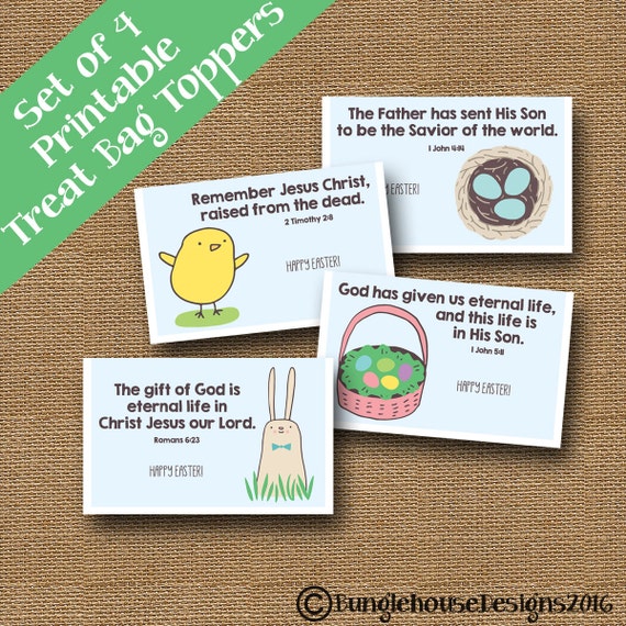 Easter Scripture Treat Bag Toppers Cute Christian Easter