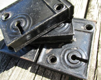 Set of 6 Small Black Vintage Lock Plates RHC