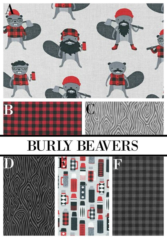 Crib Bedding Burly Beavers Lumberjack Buffalo Plaid Wood Grain