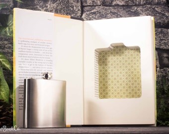 Hollow Book Safe and Hip Flask – The Girl With the Dragon Tattoo – 6oz Hip Flask – Monogram or Personalization