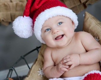 Knit baby Santa hat