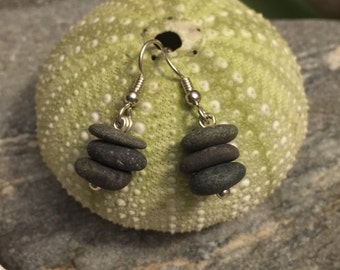 Sea glass jewelry- Beach stone earrings