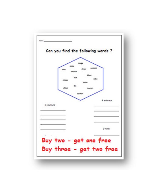 french vocabulary worksheet primary printable by yippeelearning