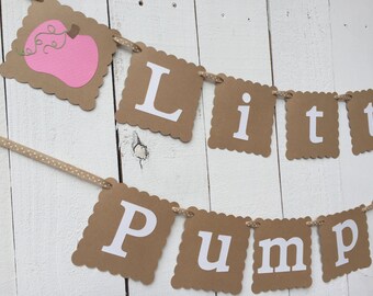Little Pumpkin Banner, Baby Shower Banner, Pink Pumpkin, Kraft Paper, Fall Party Banner,Custom Banner