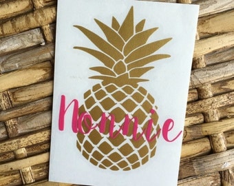 Pineapple Monogram Vinyl Decal, Monogram Decal, Pineapple Decal, Car Decal, Yeti Decal, Glitter Pineapple Decal, Glitter Decal, Preppy Decal
