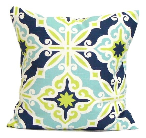 BLUE GREEN Euro PILLOW. 26x26 27x27 or 24x24 inch Decorative