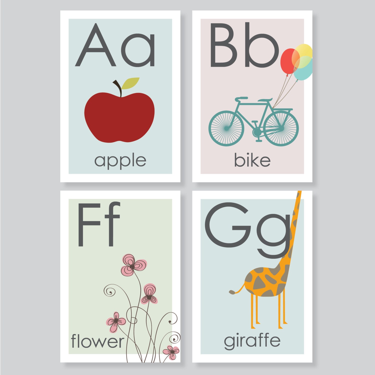 ABC flashcard printable alphabet playroom wall art 3.5x5