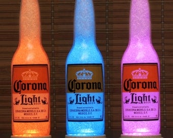 Corona Light Beer 12 oz Remote Control Color Changing Bottle Lamp Bar Light Accent lamp Glass