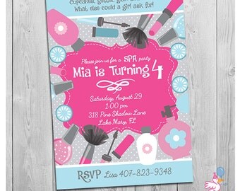 Spa Party Invitation, Spa Birthday Party, Spa Birthday Party Invitation, Printable Girls Spa Birthday Party Invite, Printable Invitation