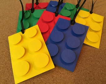 8 Lego gift tags, Lego tags, Lego die cuts, Lego themed gift tags, Lego birthday party decoration