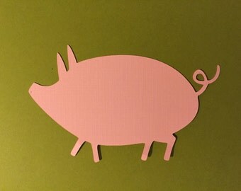10 Pig die cuts, large paper Pigs, Pig embellishments, Pig gift tags