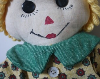 Vintage Rag Doll Raggedy Andy Hand Made Doll Vintage Doll Clothes