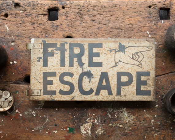 Vintage Sign / 1920's / Original Metal Fire Escape by JohnMihovetz