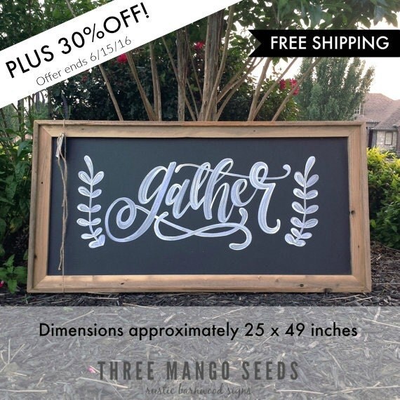 GATHER sign / Large Wall Art / Kitchen by mangoseedmarketplace