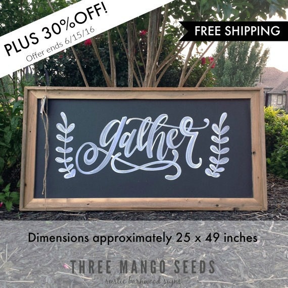 GATHER sign / Large Wall Art / Kitchen by mangoseedmarketplace