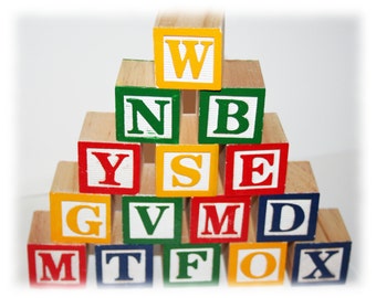 Wooden Alphabet Blocks, Lettered Blocks, Baby Alphabet Blocks, Alphabet Blocks Decor, ABC Blocks, Baby Shower Blocks