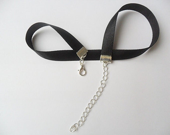 Satin choker necklace Black 3/8" inch 5/8" inch or 1" inch width (pick your neck size) Ribbon Choker Necklace