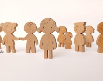 Eco friendly wooden toy - wooden doll - wood figurine - girl, boy