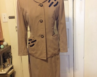 1940s Lilli Ann Suit with navy details