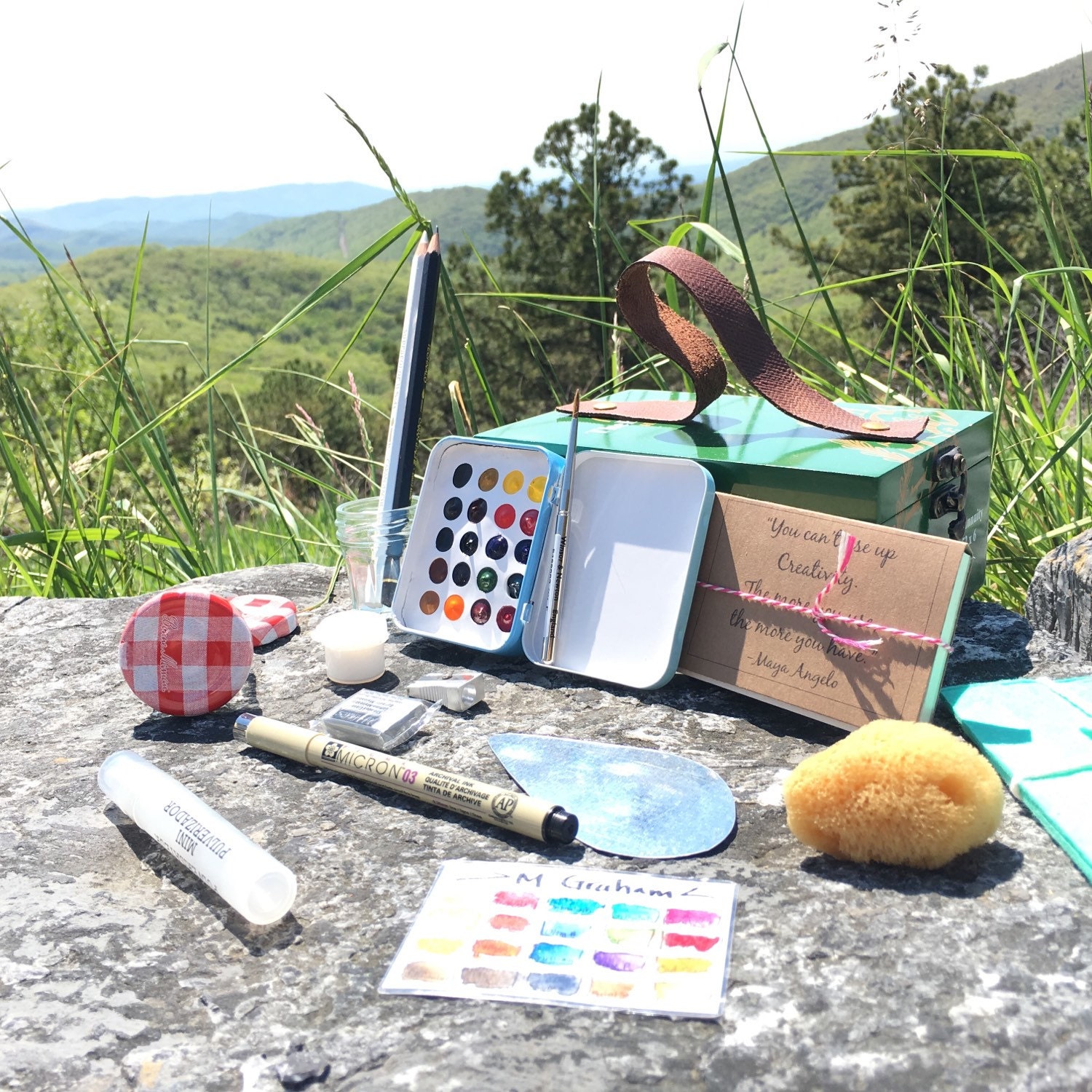 Travel Paint Kit with M Graham Watercolor Paints Arches 140lb