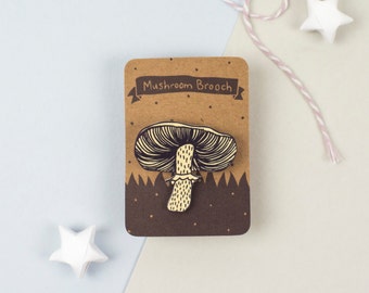 Agaricus Silvicola Mushroom Brooch