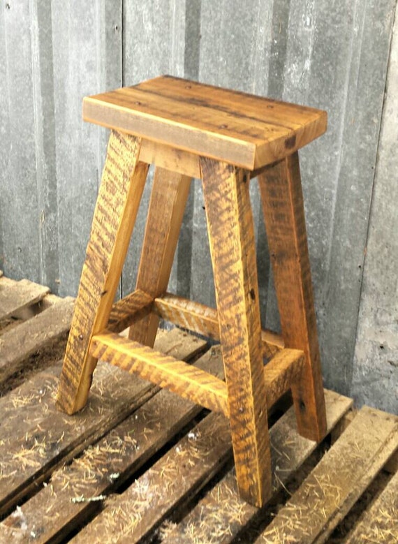 Reclaimed Barnwood Bar Stool by EchoPeakDesign on Etsy