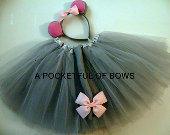 Gray Mouse Tutu Costume, Toddler Halloween Costume, Mouse Ears and Tail