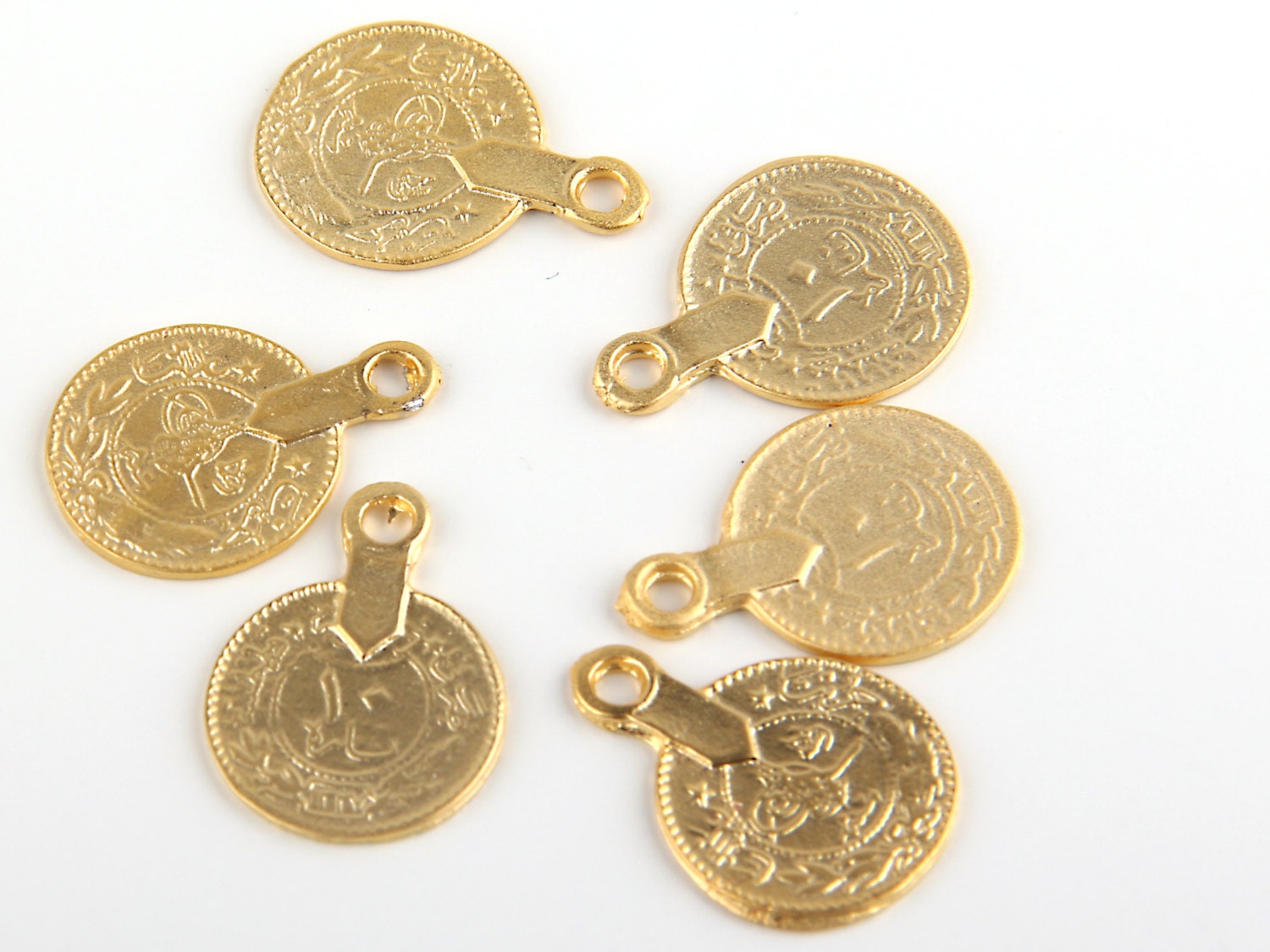 Old Coin Pendant Charms Ethnic Coin Charms Gold Plated 6