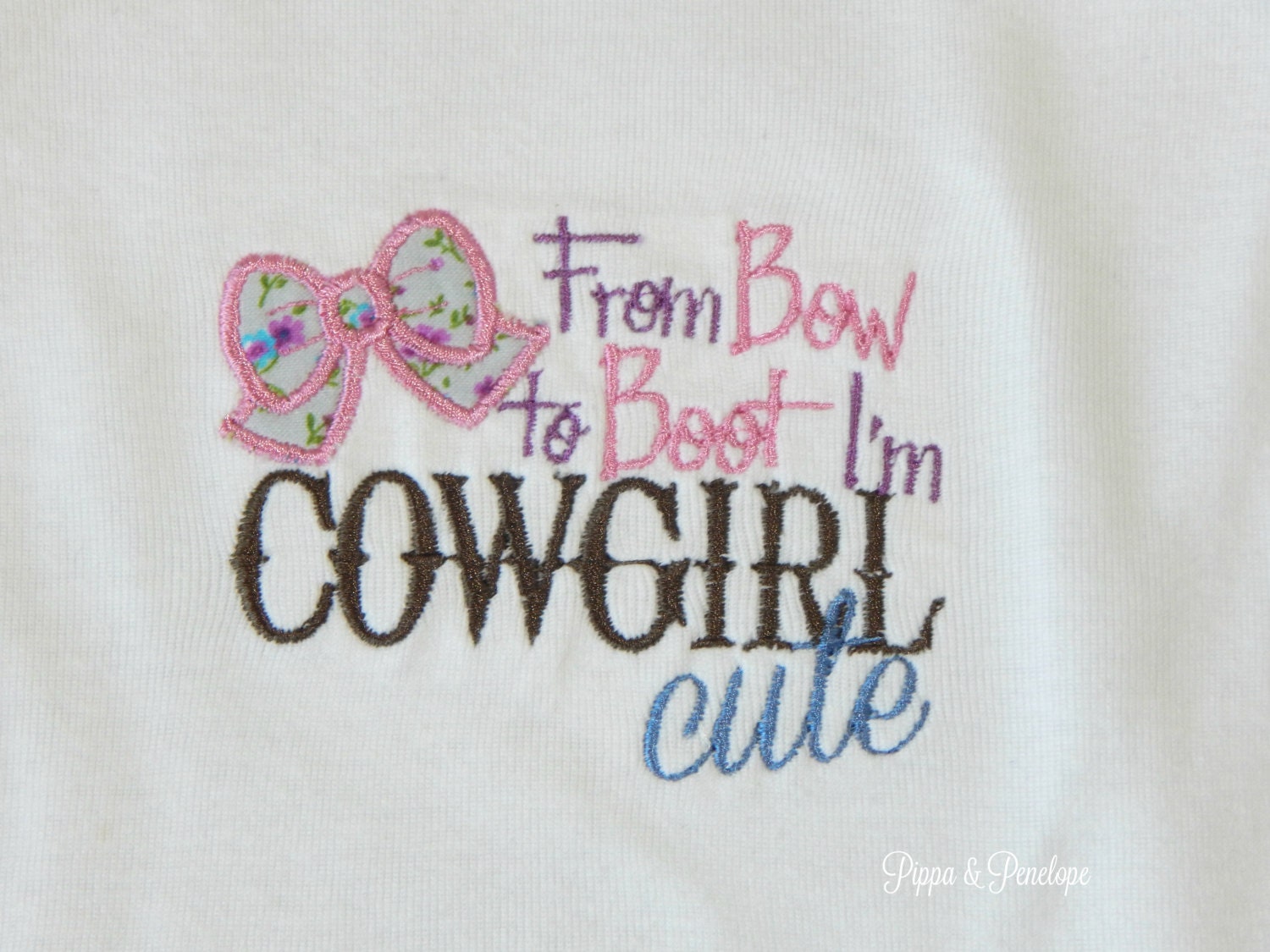 Baby Onesie Machine Embroidered Onesie Cowgirl by PippaAndPenelope