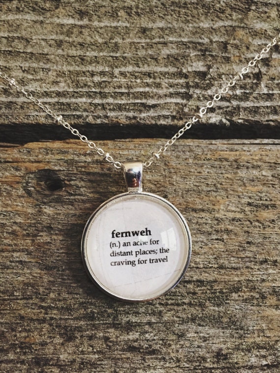 Traveler Necklace Word Definition Pendant Fernweh Travel