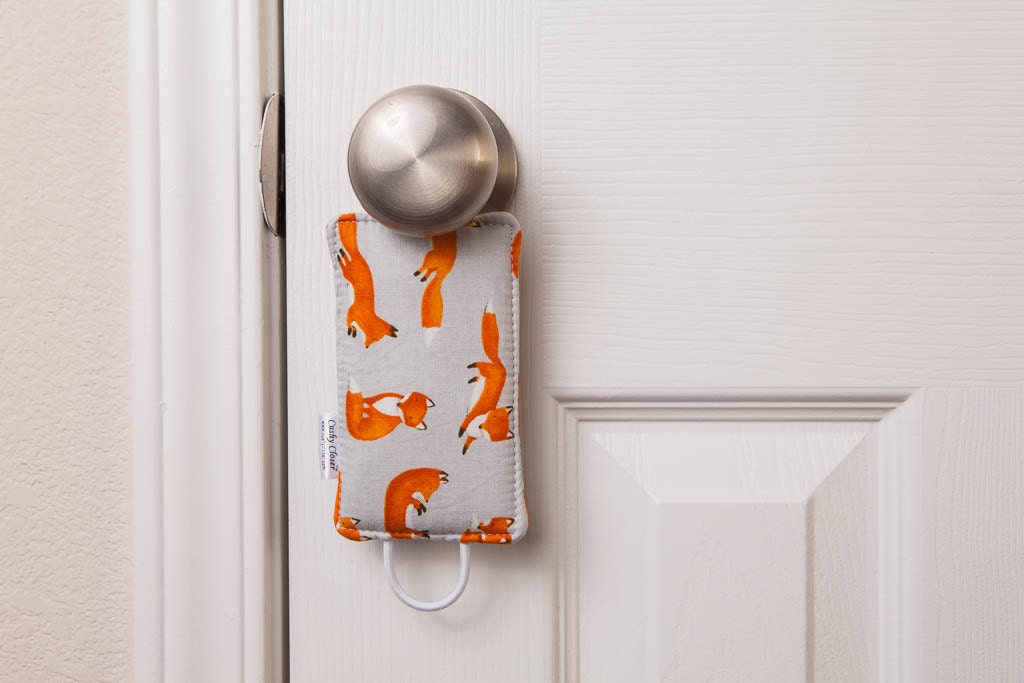 The Original Cushy Closer Door Cushion Foxes on Gray Door