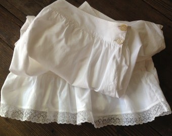 Antique French White Cotton Lace Bloomers