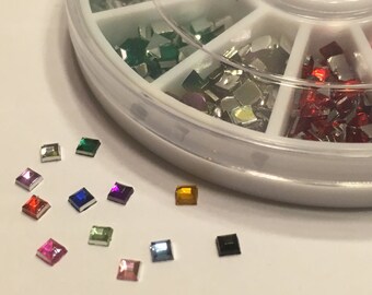 360 piece 12 colors square rhinestone nail art wheel mix, 3 mm (B5)