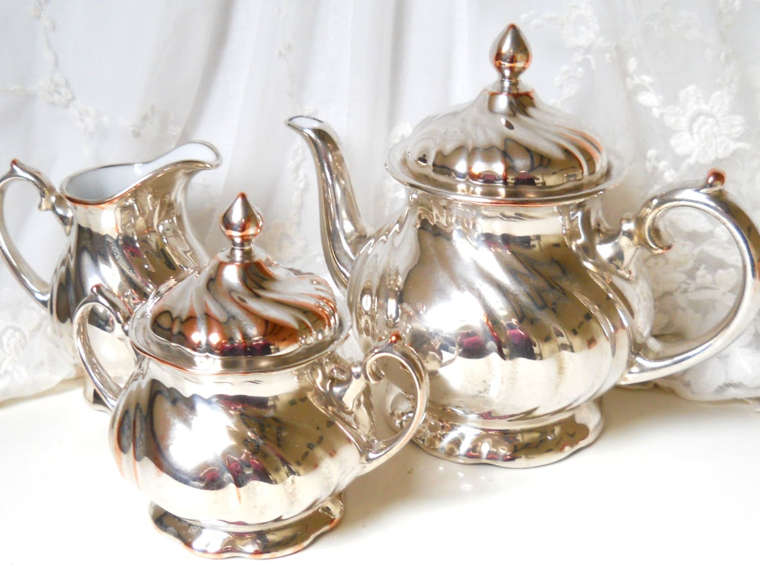 Silver Plated Porcelain Tea Set Silver Porcelain Tea Pot