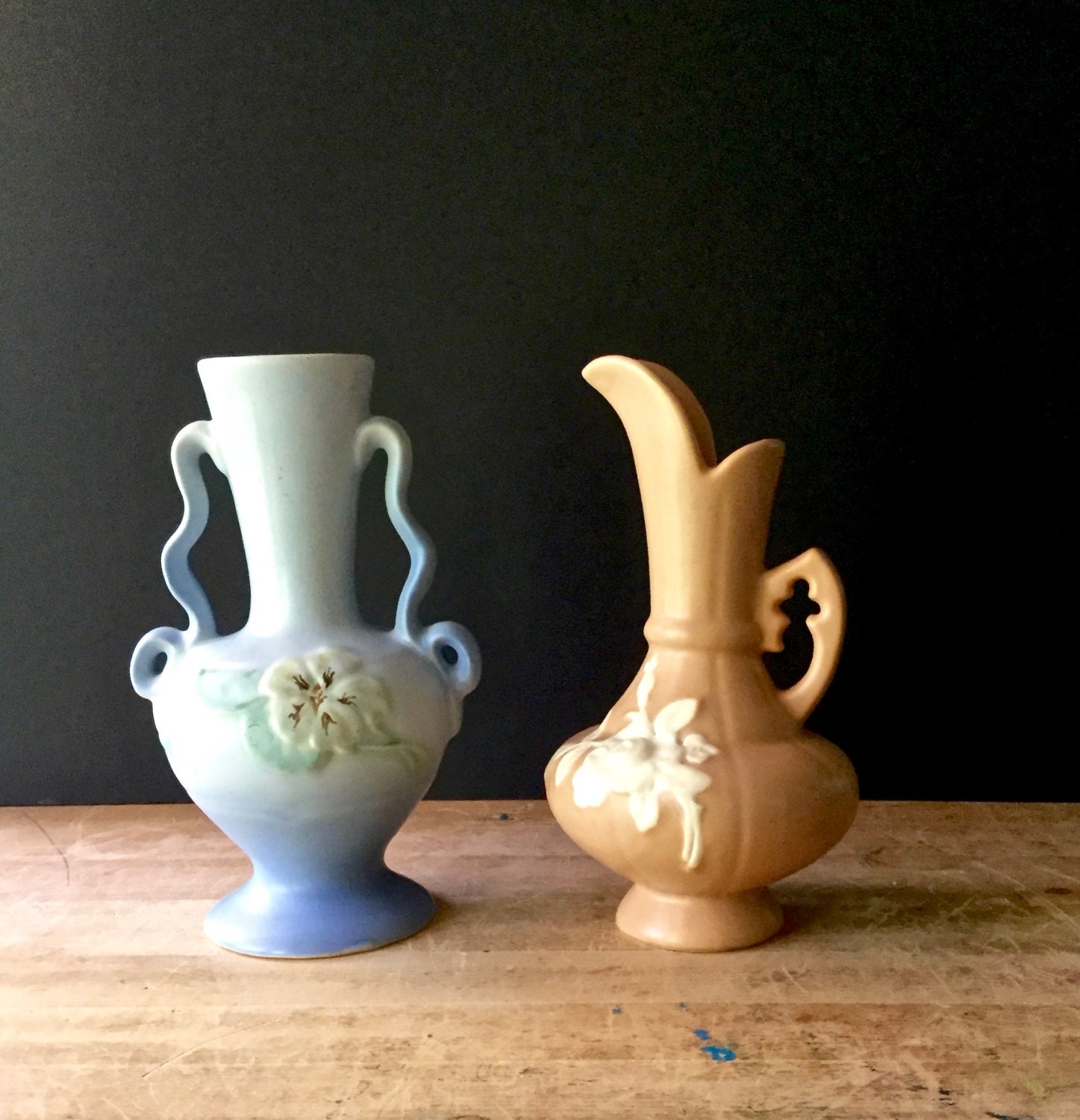 Vintage Blue Weller Vase American Art Pottery Bungalow