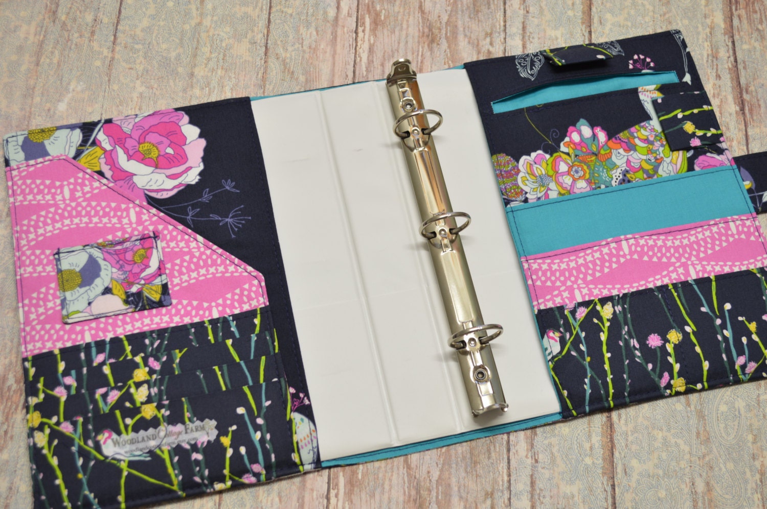 3 Ring Binder Cover in Art Gallery Petal and Plume fabric