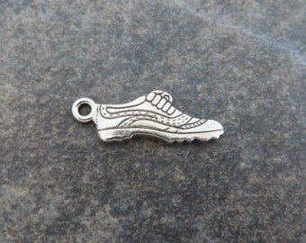 8 Running Shoe Charms Tennis Shoes Walking Sports Marathon Silver Tone Athletic Charm 24x9 mm