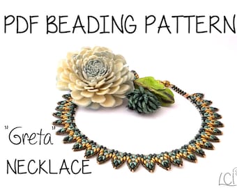 Tutorial "Greta" Necklace - Superduo - Pdf Beading Pattern