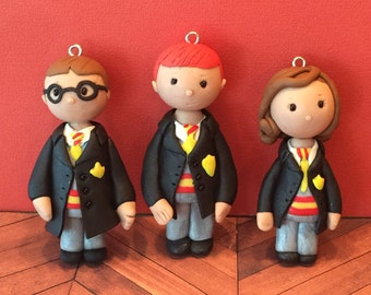Polymer clay Harry Potter inspired ornaments, Christmas ornaments,handmade,Polymer clay figurines, cake toppers,children,kids.